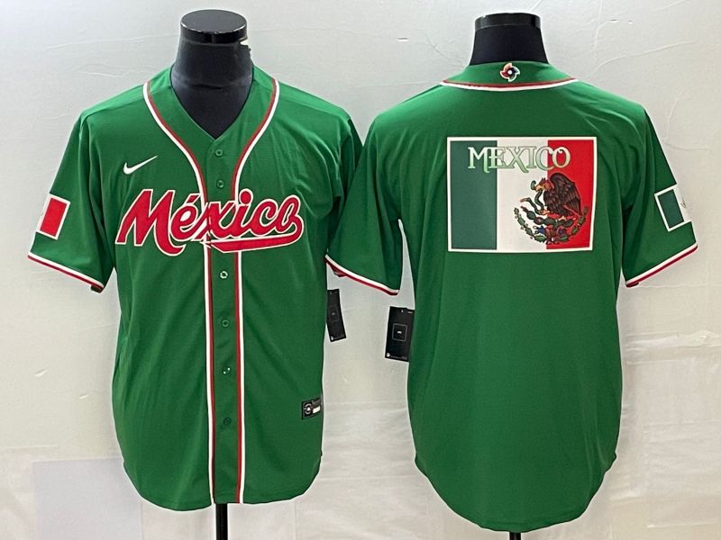 Men 2023 World Cub Mexico Blank Green Nike MLB Jersey4->more jerseys->MLB Jersey